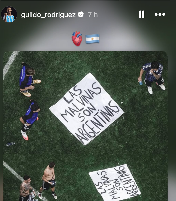 Guido Rodríguez grita Malvinas Argentinas