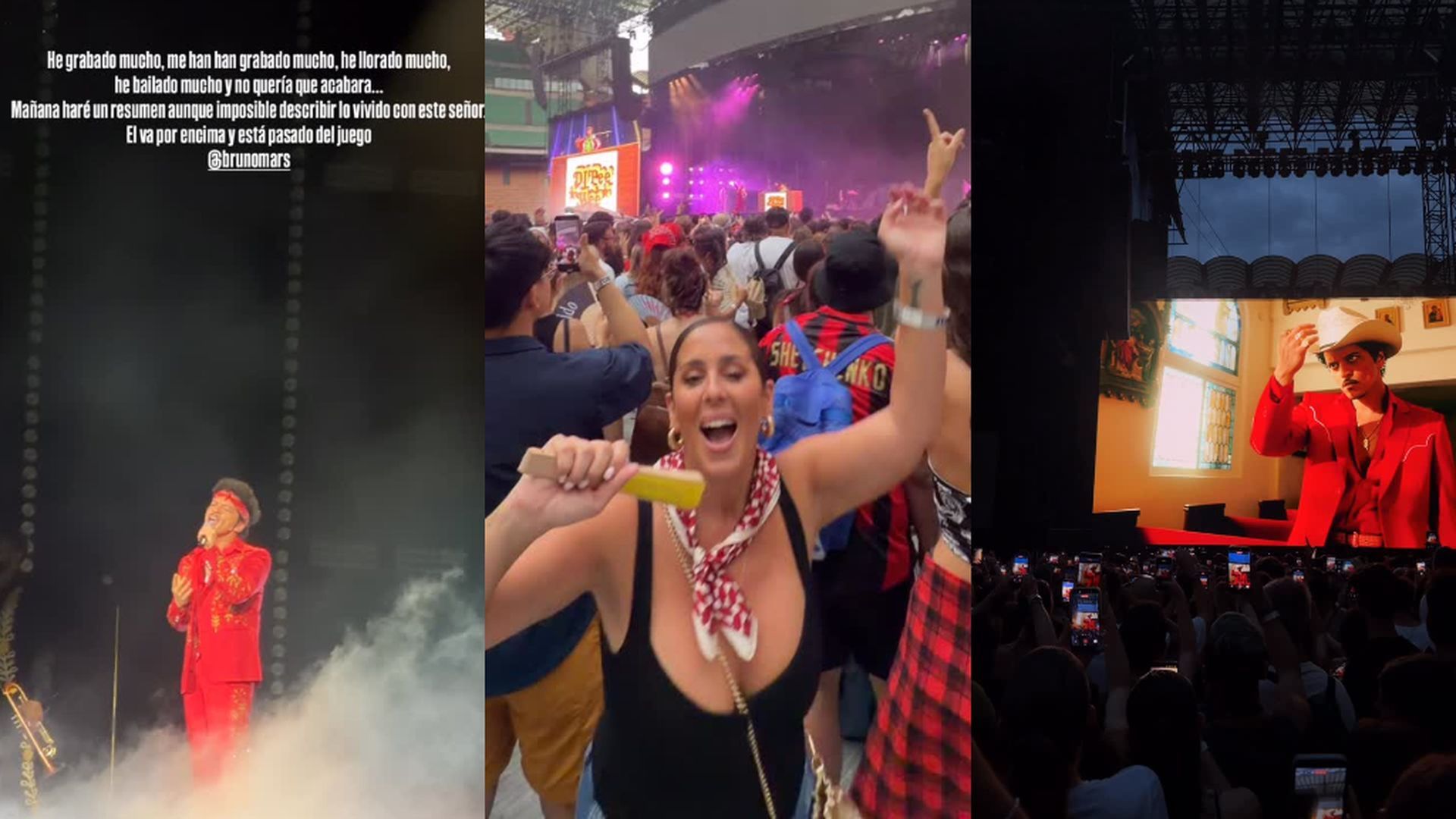Las imágenes de Anabel Pantoja en el concierto de Bruno Mars en Milán