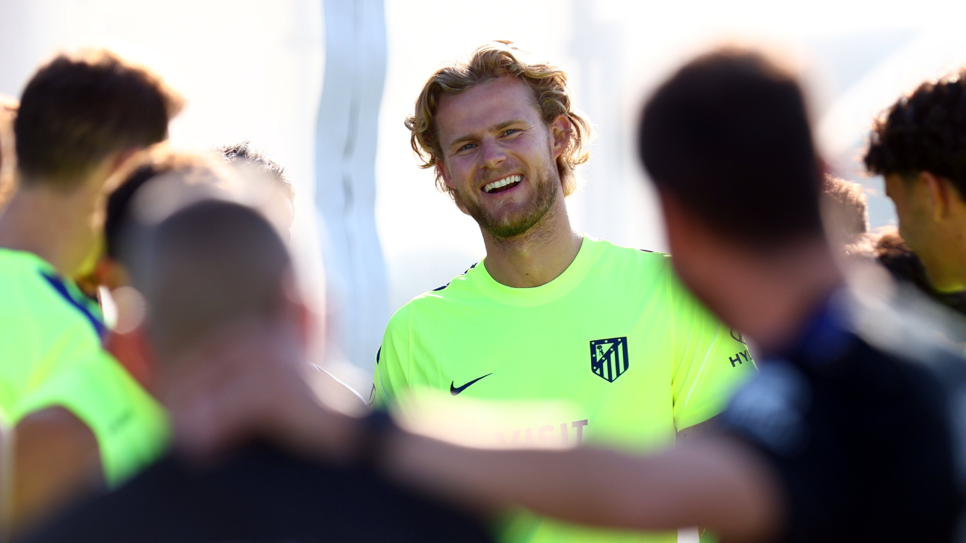 Morten Hjulmand, en un entrenamiento con el Atlético