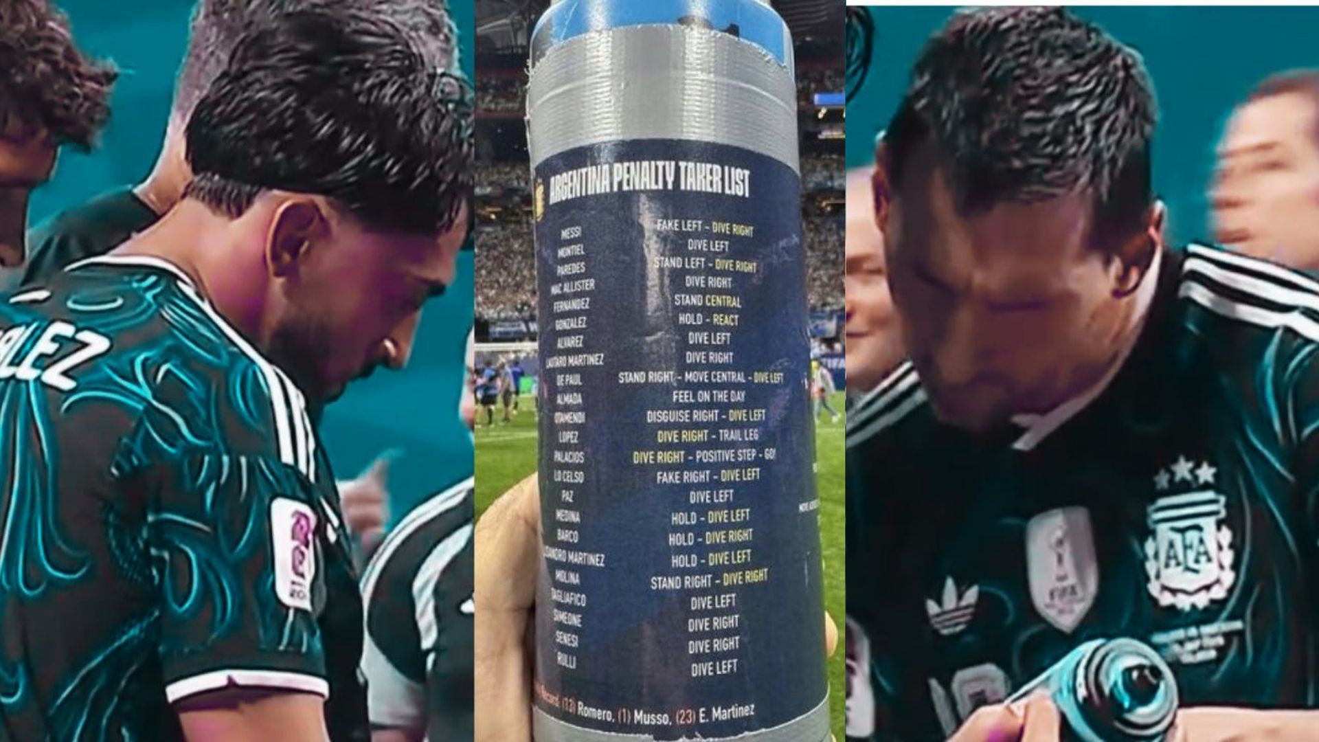 Nico González y Leo Messi leen la botella con los penaltis de Pickford Nico González y Leo Messi leen la botella con los penaltis de Pickford