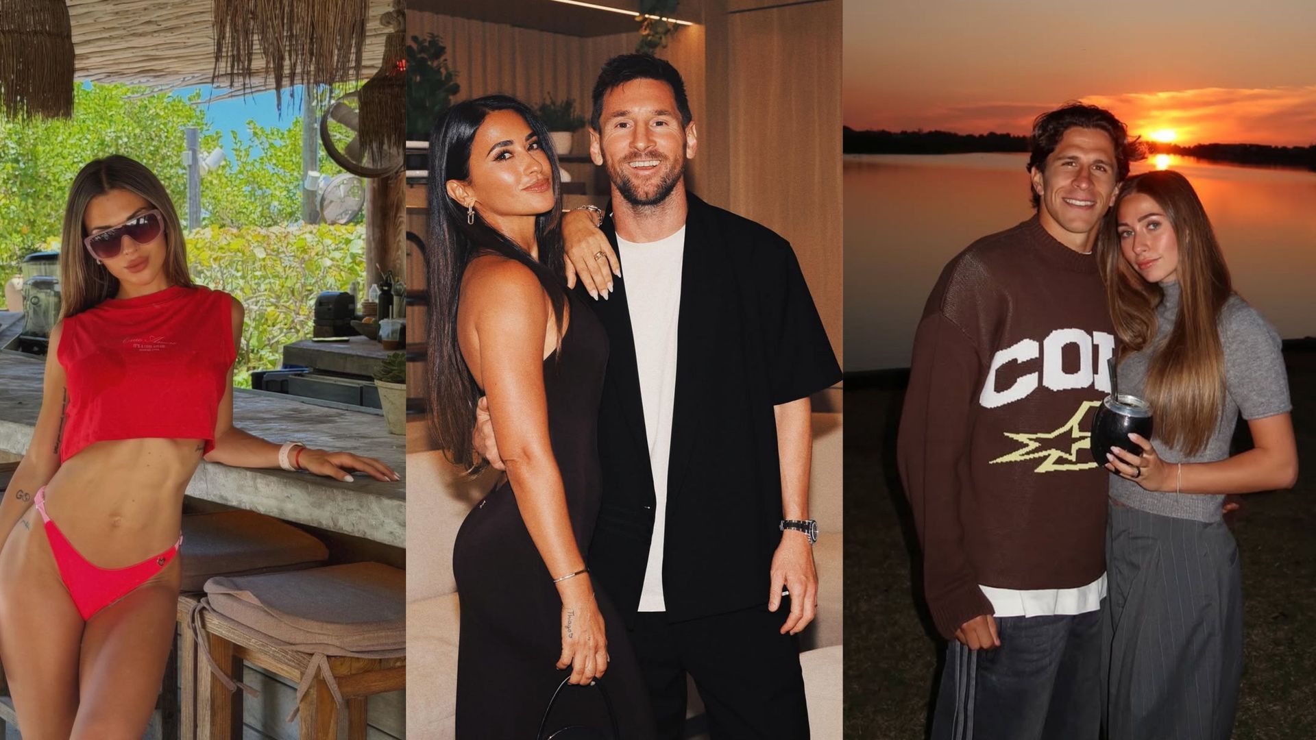 De izq. a dcha.: Agus Gandolfo, pareja de Lautaro Martínez; Antonela Rocuzzo y Leo Messi y Giuliano Simeone e Irene Ariza De izq. a dcha.: Agus Gandolfo, pareja de Lautaro Martínez; Antonela Rocuzzo y Leo Messi y Giuliano Simeone e Irene Ariza