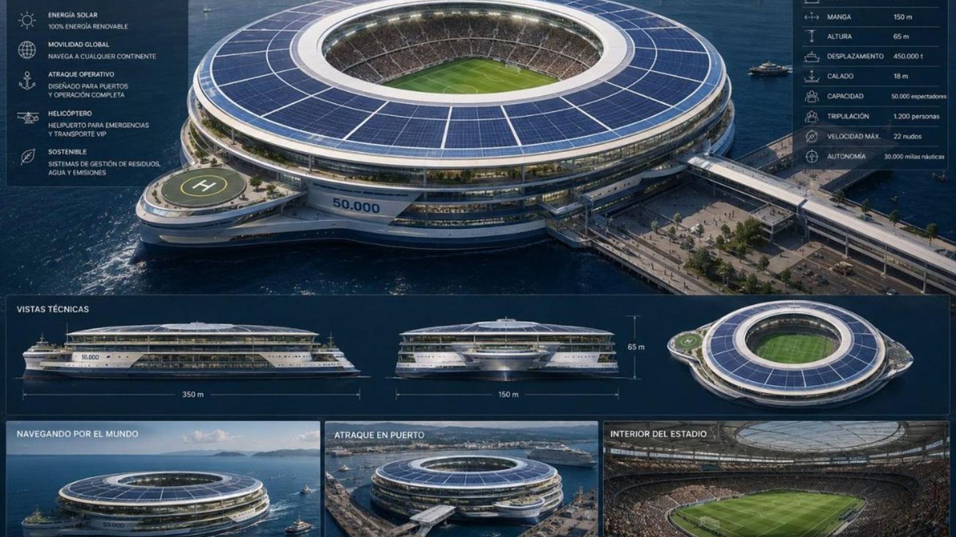 El estadio que podría navegar