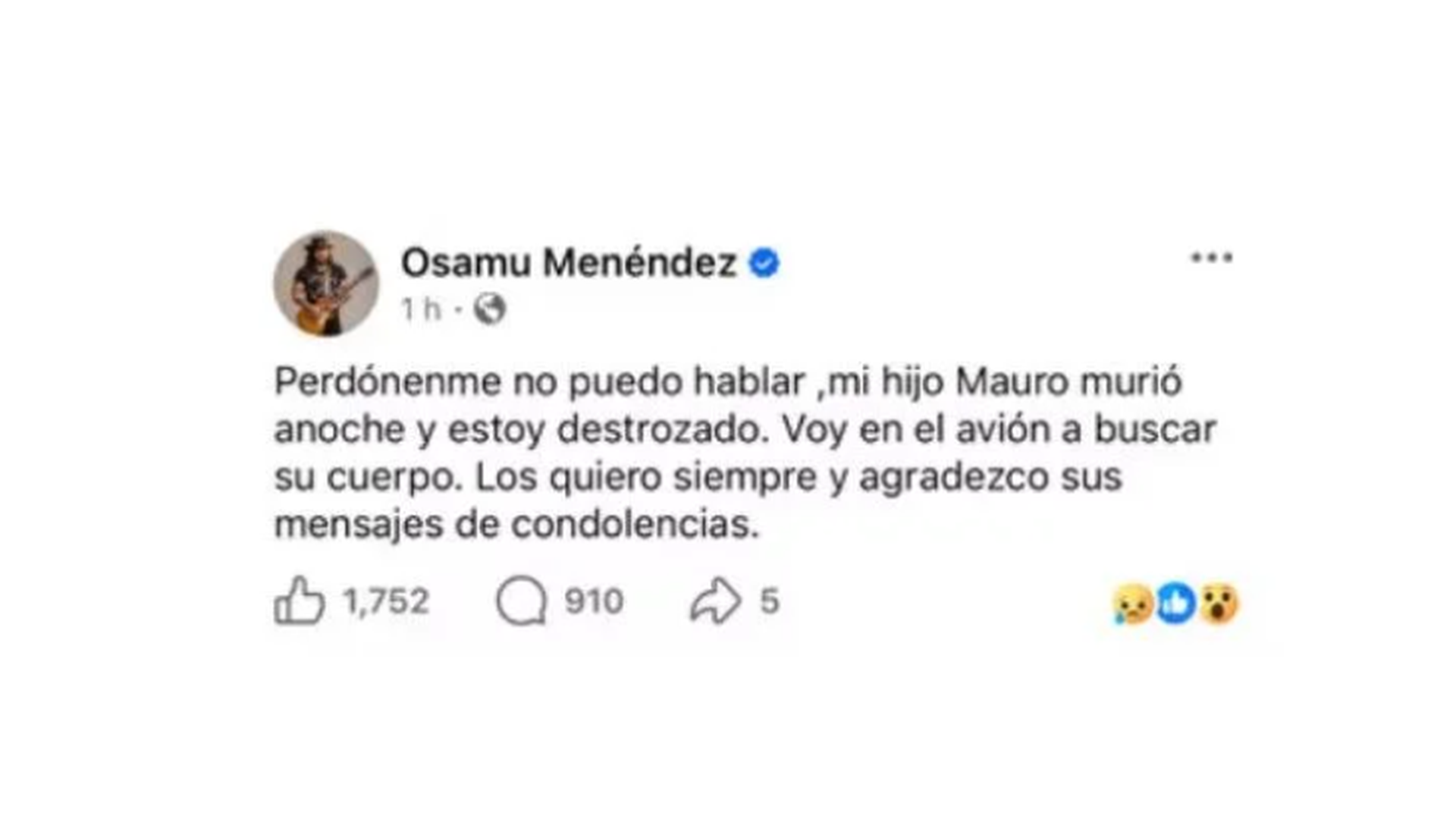 El mensaje del padre de Mauro tras su muerte