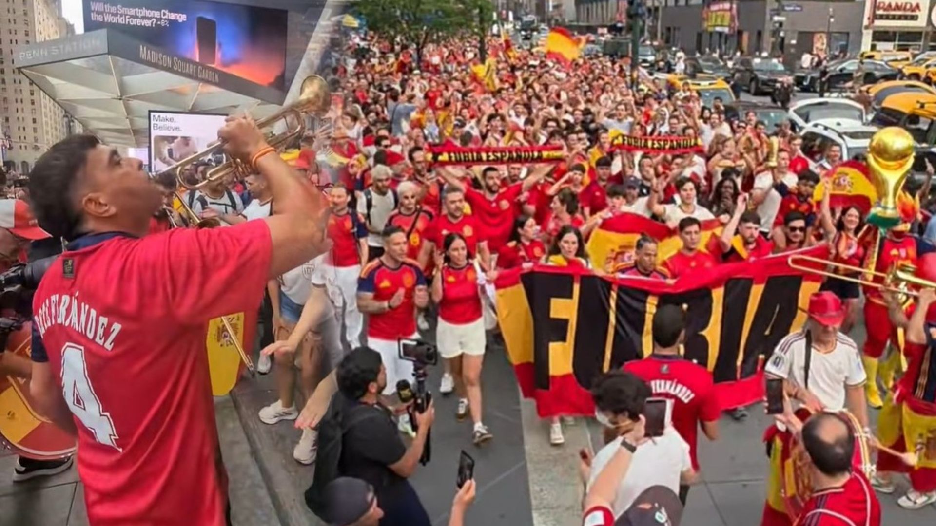 La fiesta de los españoles en Nueva York antes de la final: ¡desde el Times Square al Madison Square Garden!