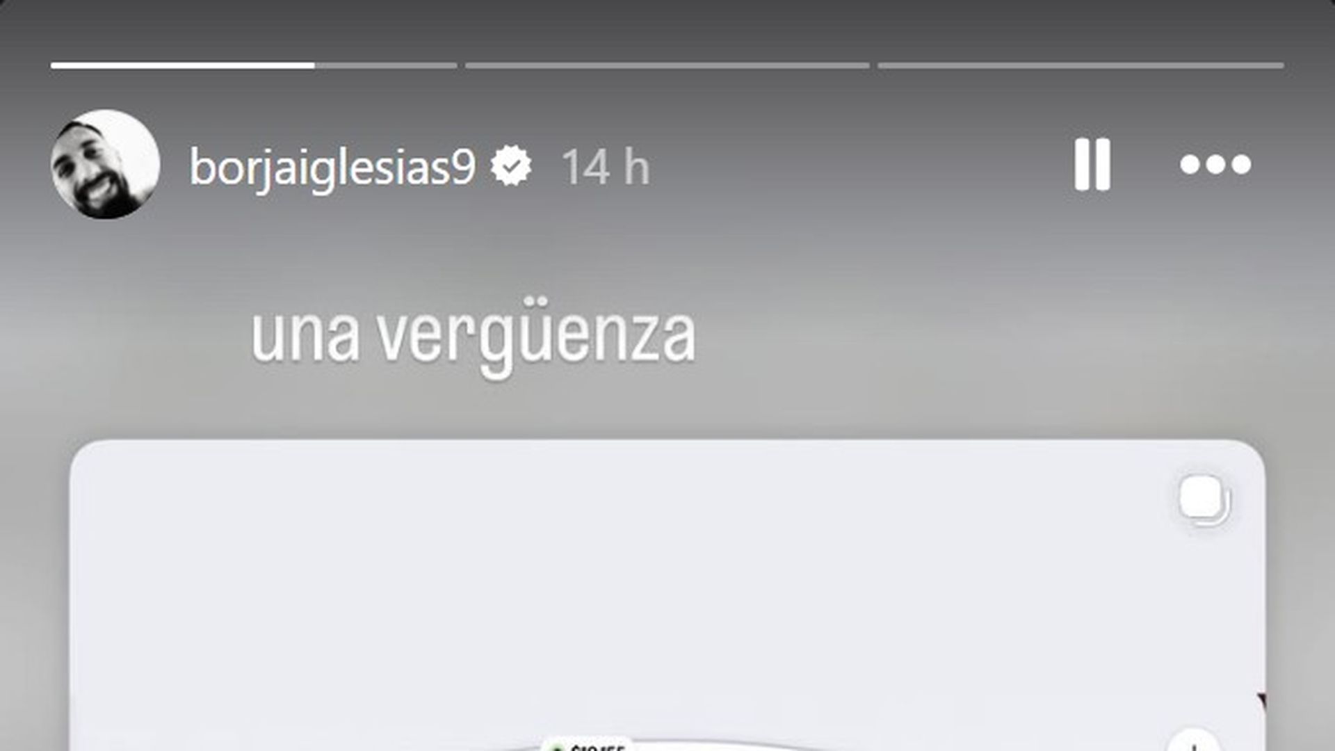 La story de Borja Iglesias criticando el precio de las entradas
