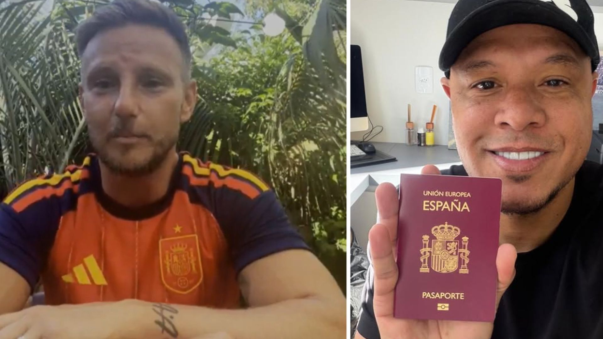Rakitic y Luis Fabiano, apoyando a España Rakitic y Luis Fabiano, apoyando a España