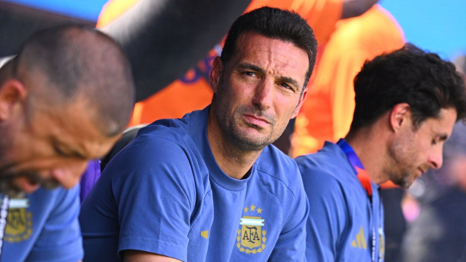 Lionel Scaloni, durante el Argentina-España Lionel Scaloni, durante el Argentina-España