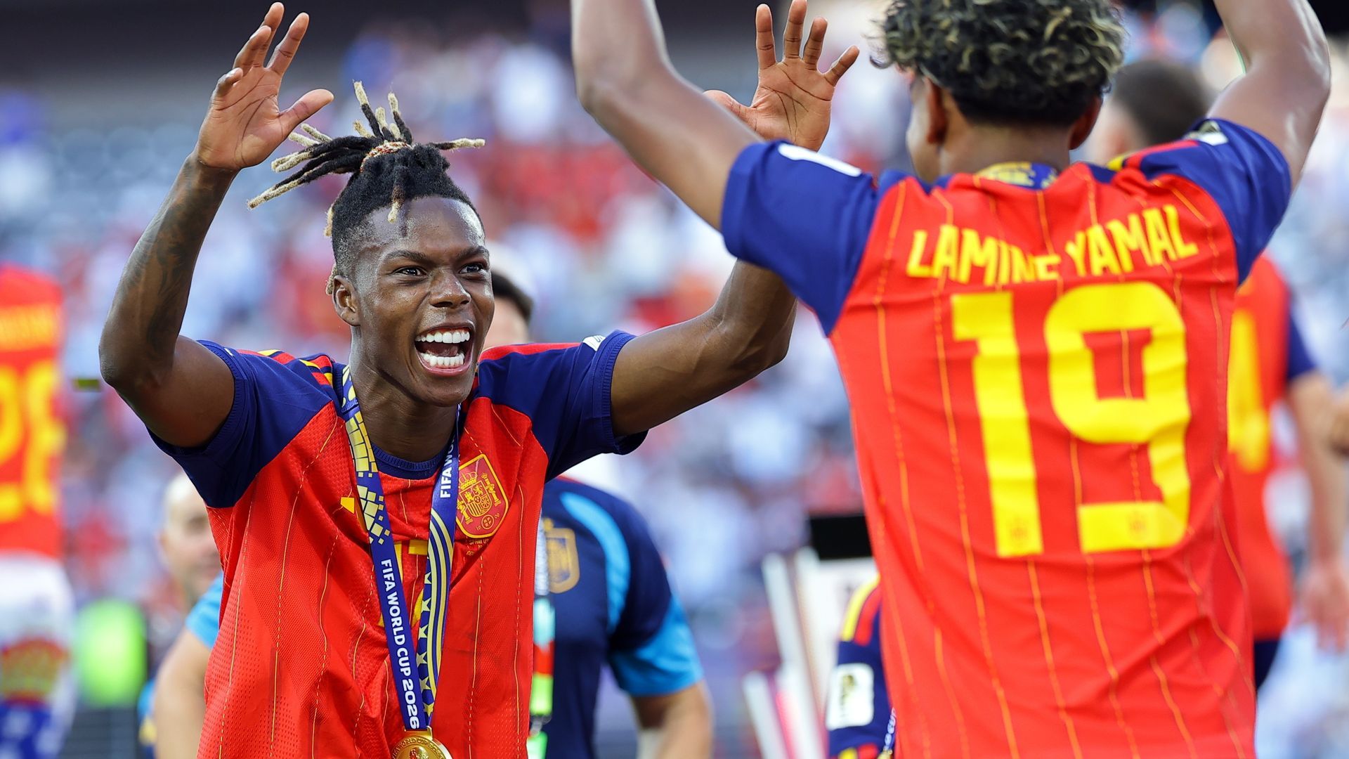 Nico Williams y Lamine Yamal, tras la victoria. Nico Williams y Lamine Yamal, tras la victoria.