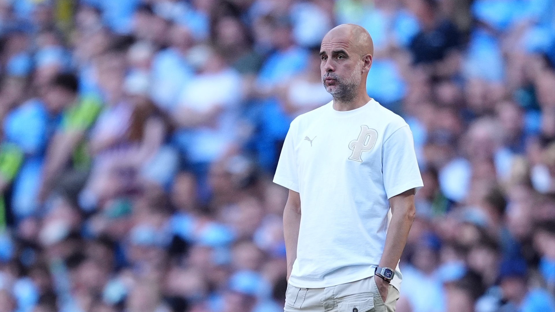 Pep Guardiola, en su último partido con el Manchester City Pep Guardiola, en su último partido con el Manchester City