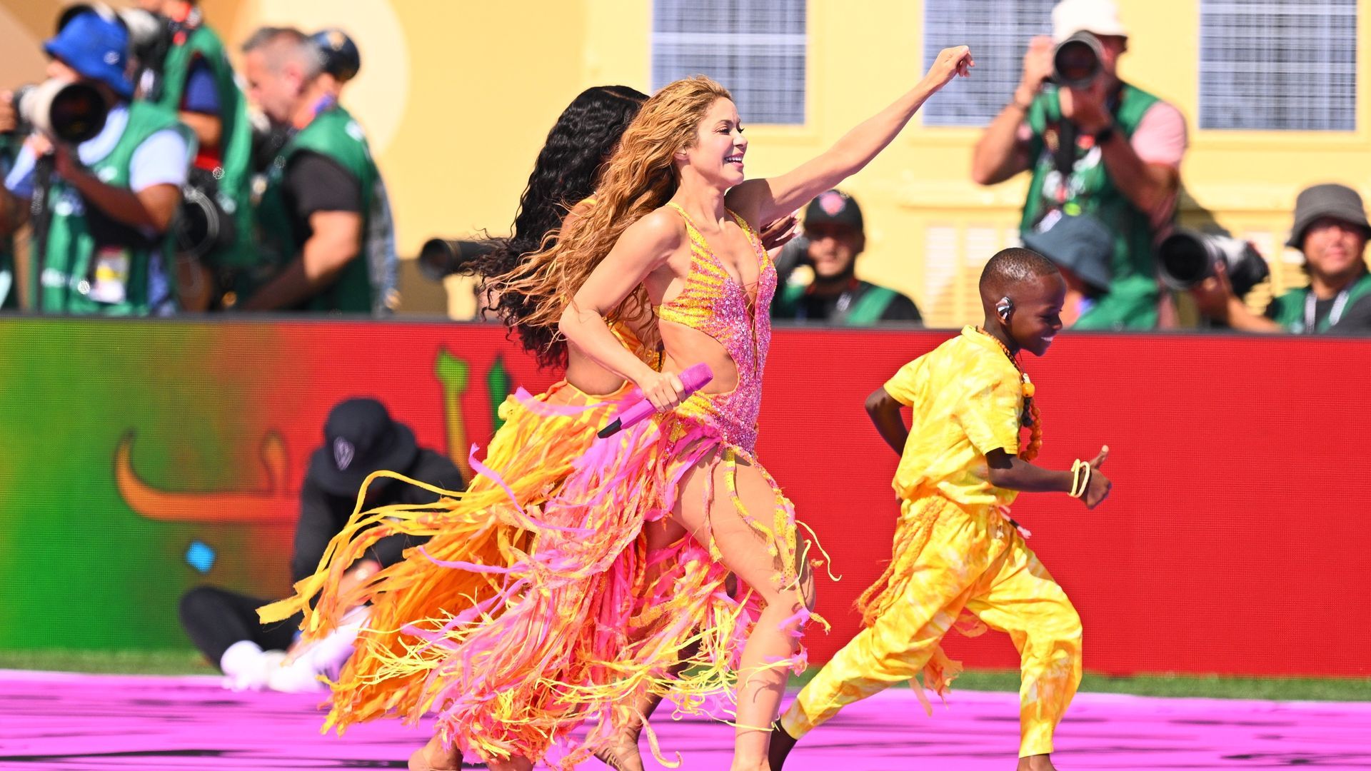 Shakira, durante su actuación en la final del Mundial