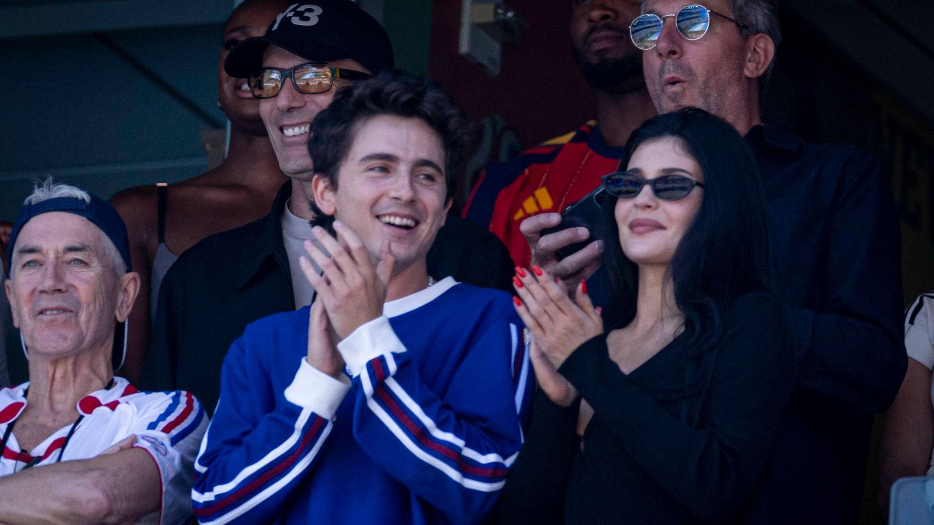 Timothée Chalamet y Kylie Jenner en la final del Mundial