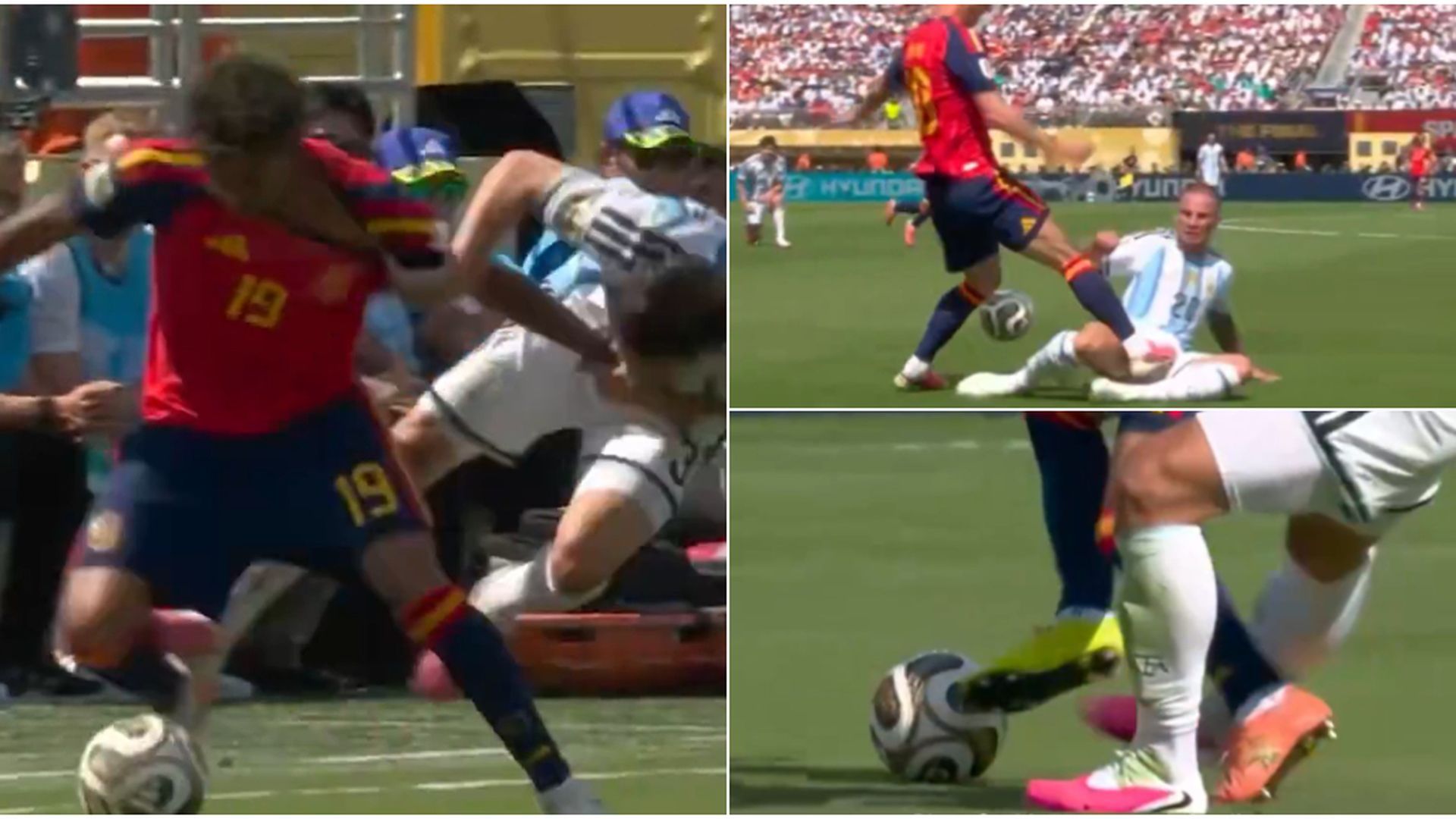 Varias de las faltas que la selección argentina cometió durante el partido Varias de las faltas que la selección argentina cometió durante el partido