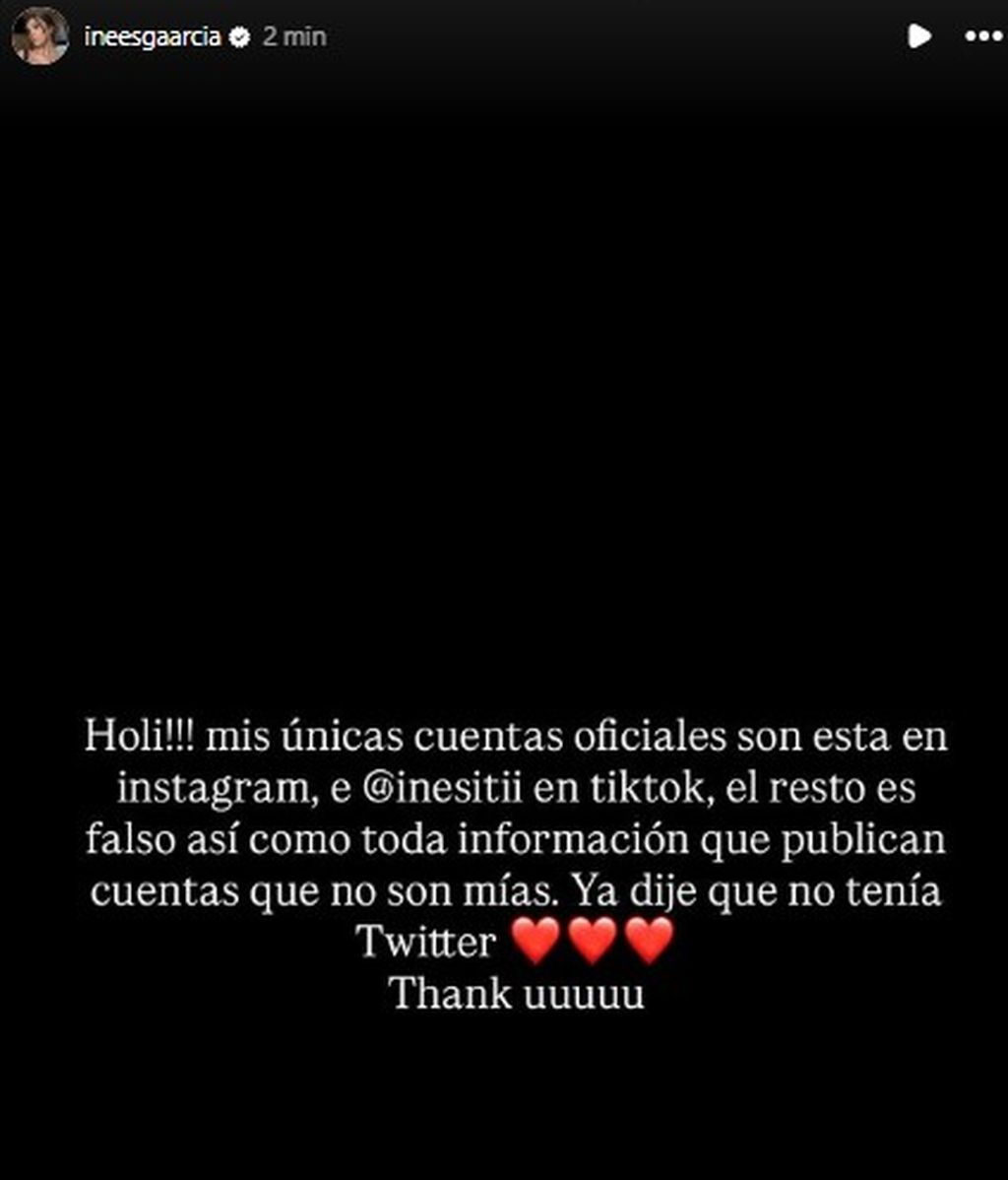 El desmentido de Inés García en Instagram