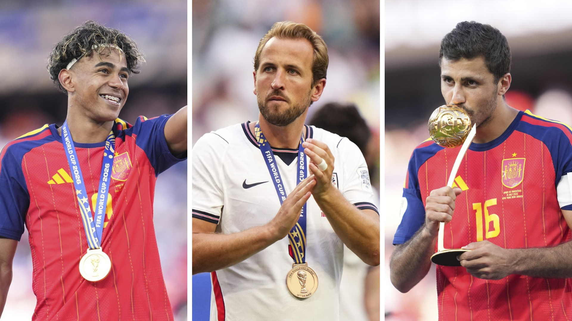 Lamine Yamal, Harry Kane y Rodrigo Hernández, durante el Mundial Lamine Yamal, Harry Kane y Rodrigo Hernández, durante el Mundial