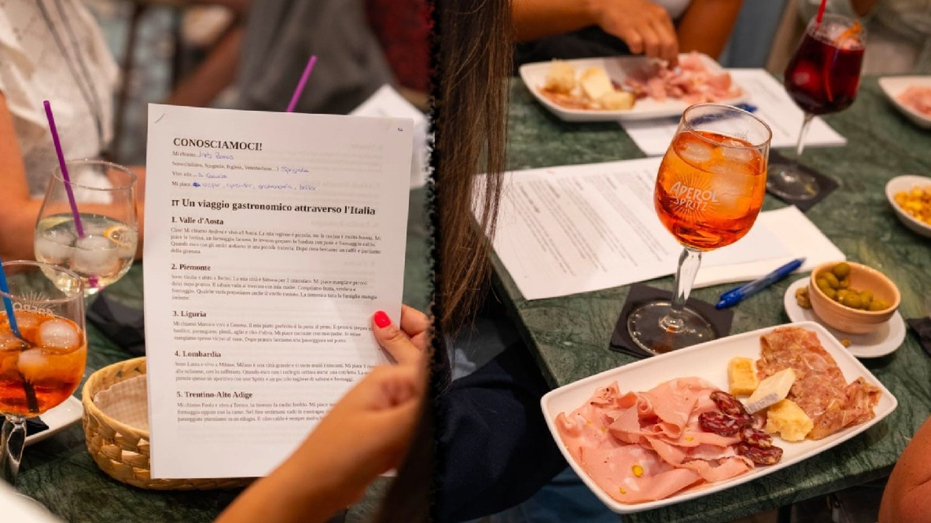 Alumnos comiendo y aprendiendo italiano Alumnos comiendo y aprendiendo italiano