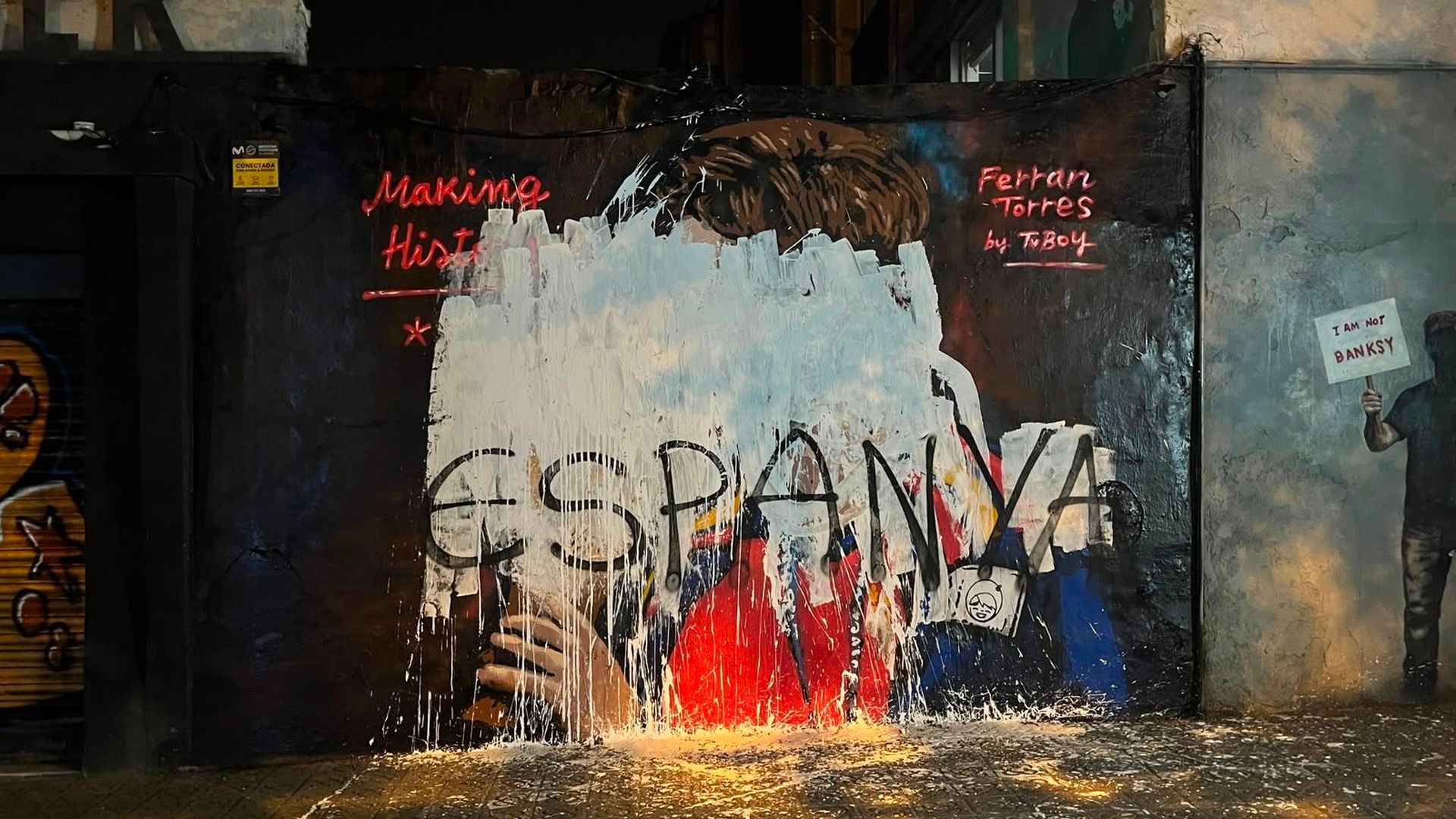 Destrozan el mural de Ferran Torres en Barcelona. Destrozan el mural de Ferran Torres en Barcelona.