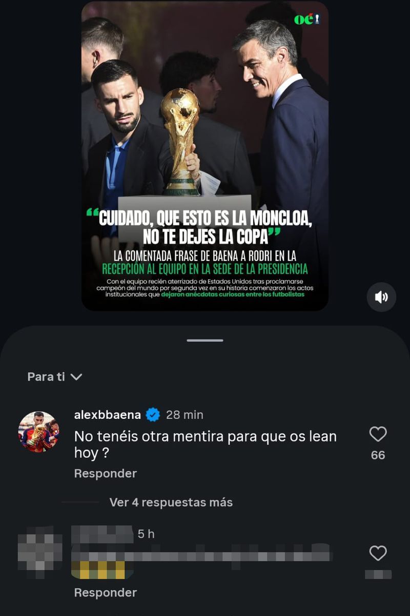 El mensaje de Álex Baena desmintiendo los bulos sobre su paso por La Moncloa