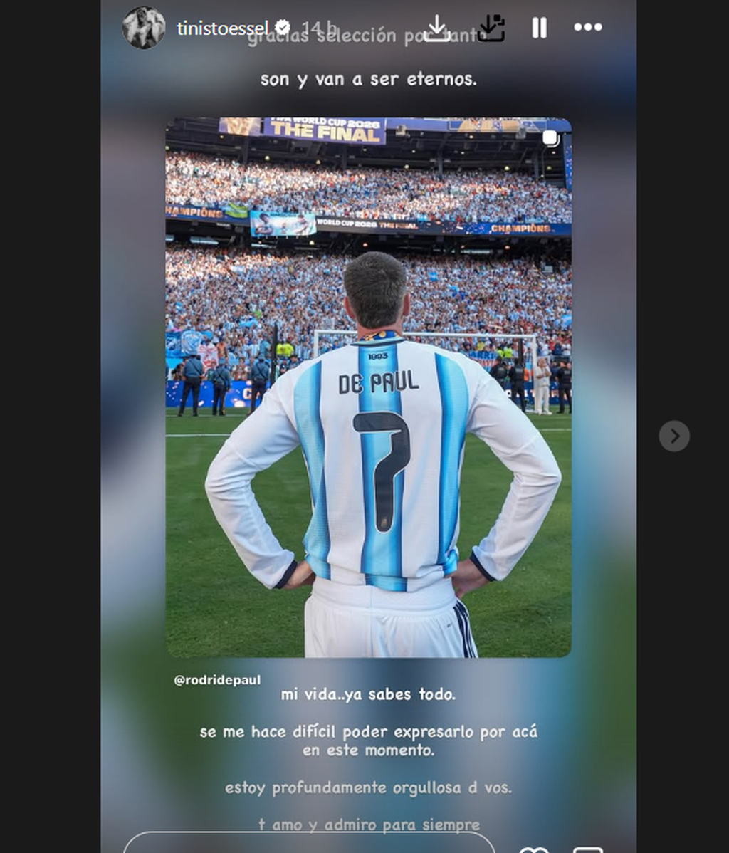 El mensaje de Tini a Rodrigo De Paul