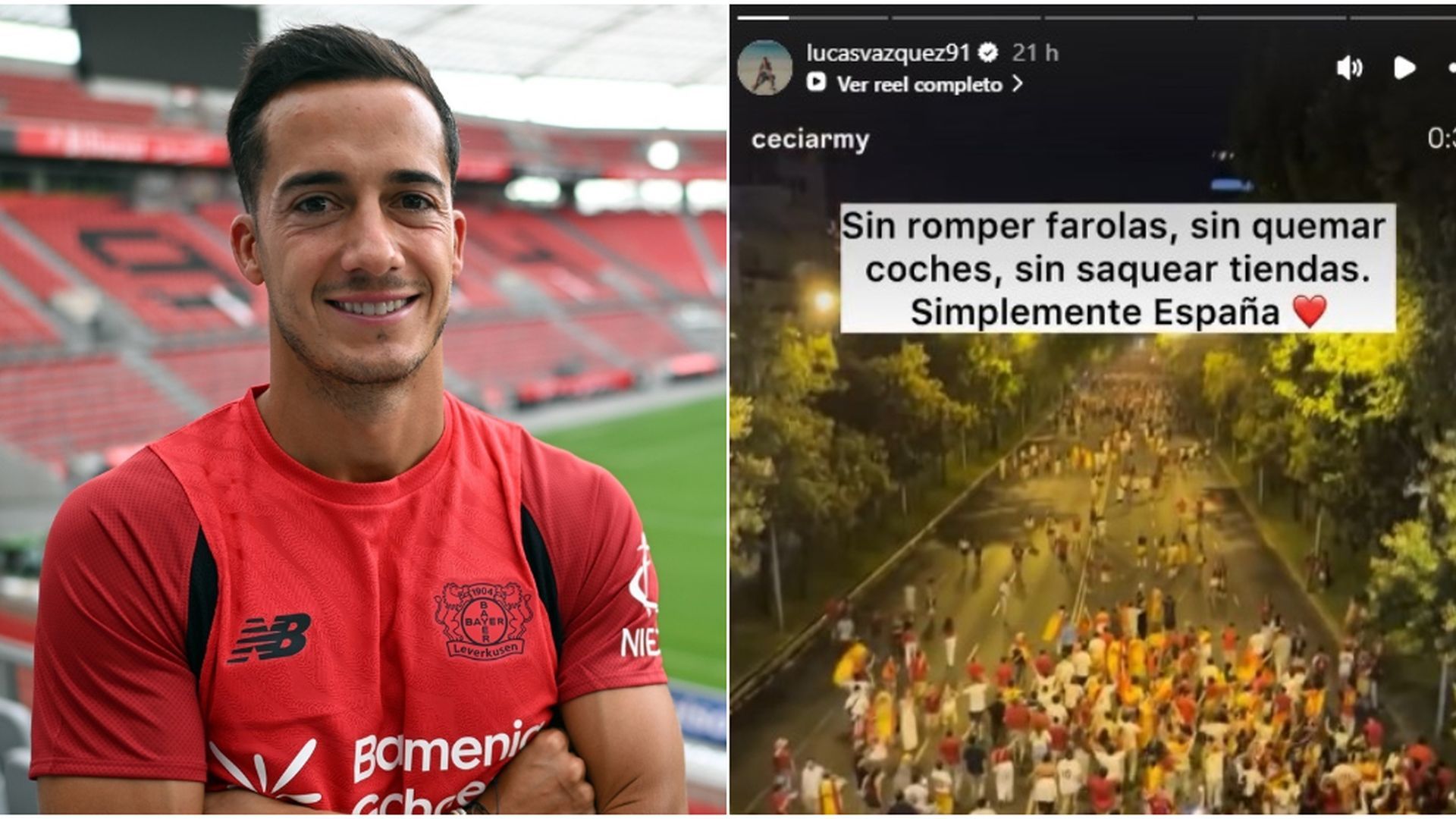 Lucas Vázquez y la el vídeo que ha compartido en una historia de Instagram Lucas Vázquez y la el vídeo que ha compartido en una historia de Instagram