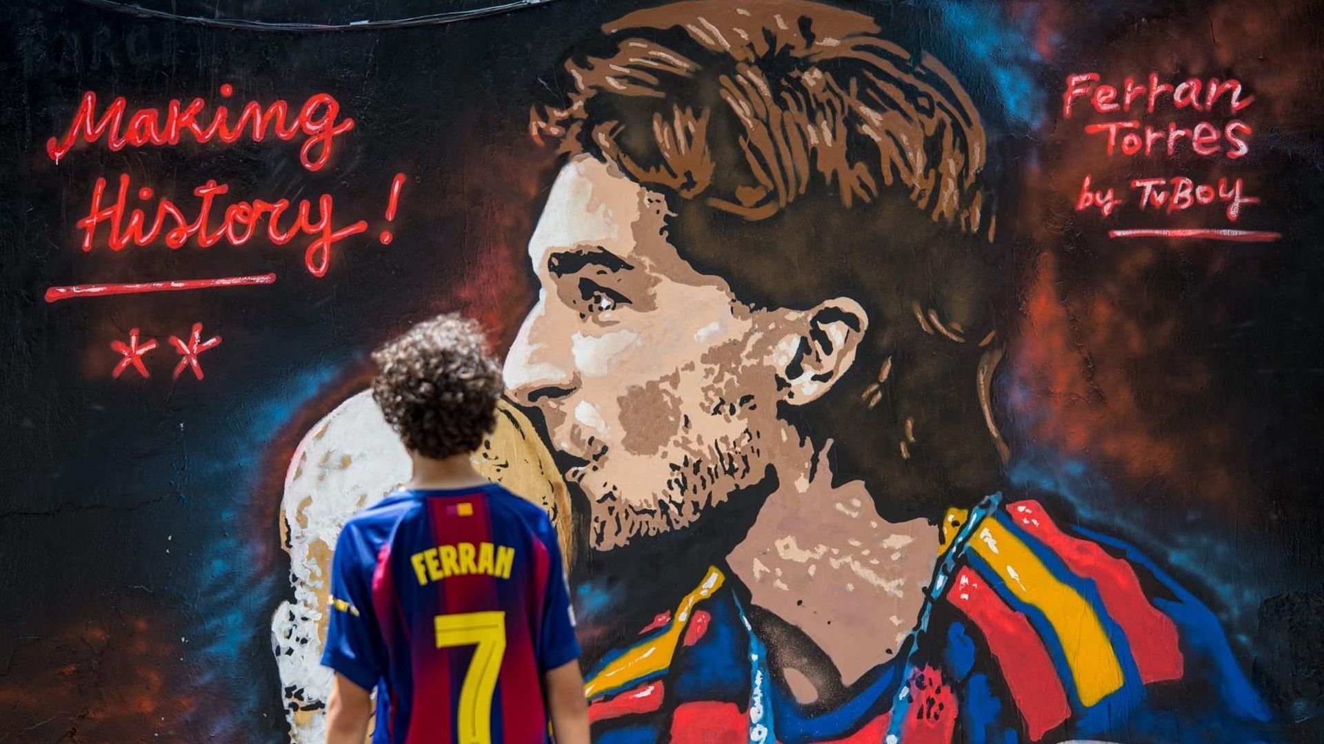 Mural original de TVBoy dedicado a Ferran Torres Mural original de TVBoy dedicado a Ferran Torres