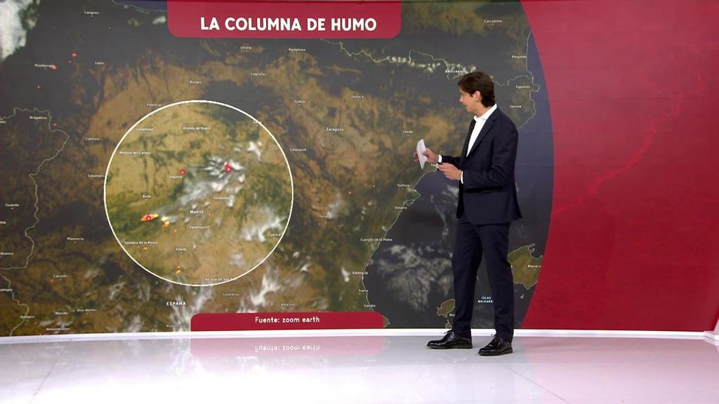 El humo de los incendios en Madrid y Ávila se ve desde el espacio