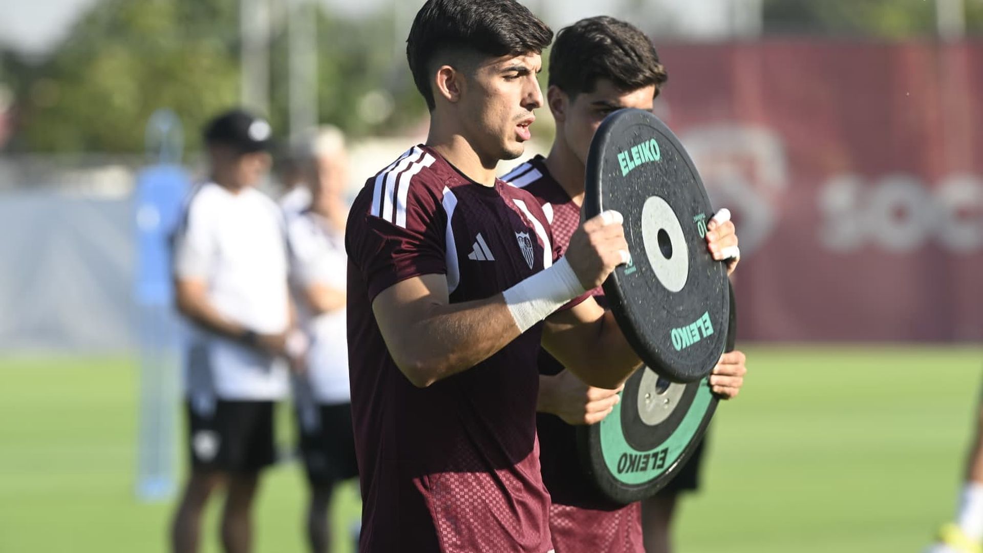Alberto Flores, en la primera sesión del Sevilla