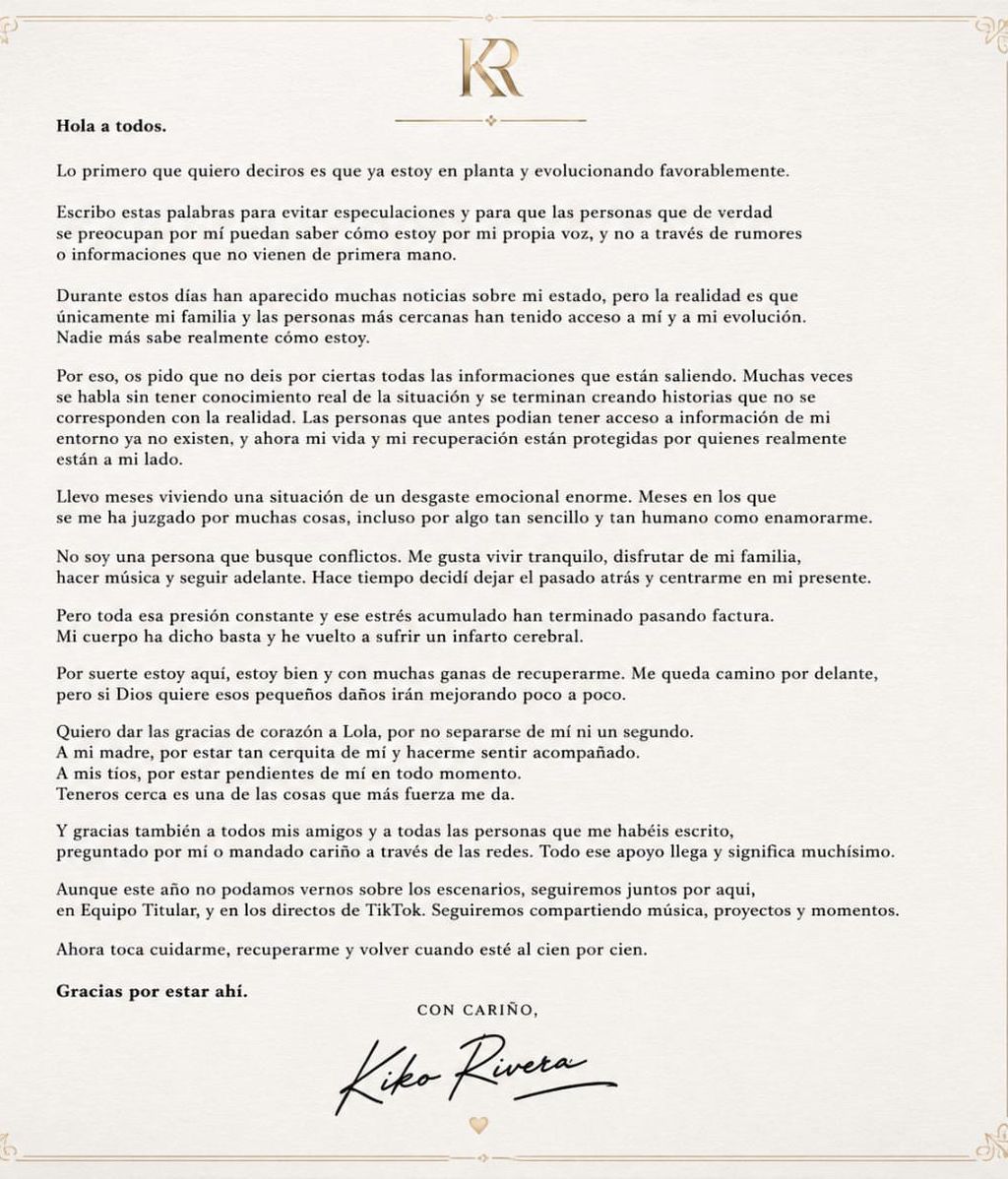 Kiko Rivera emite un tercer comunicado