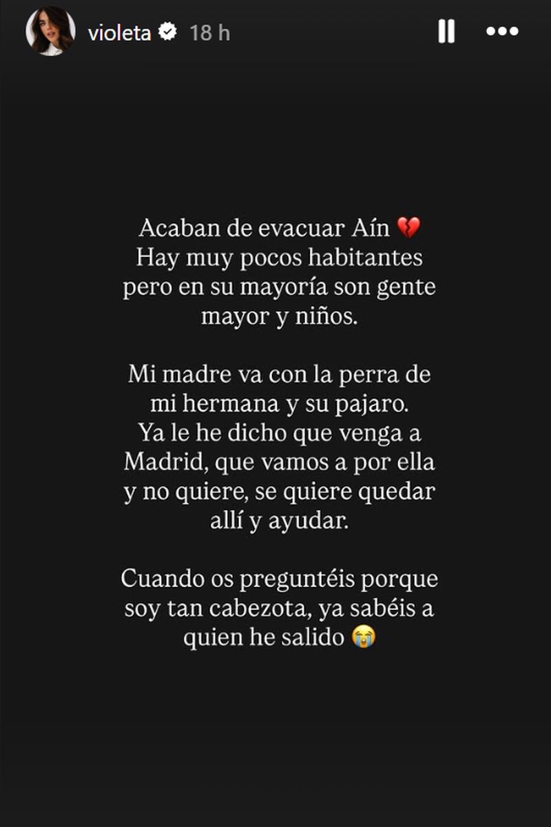 Violeta cuenta que evacuan Aín
