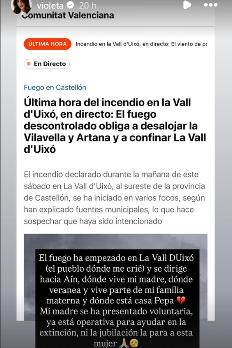Violeta habla sobre los incendios de su zona
