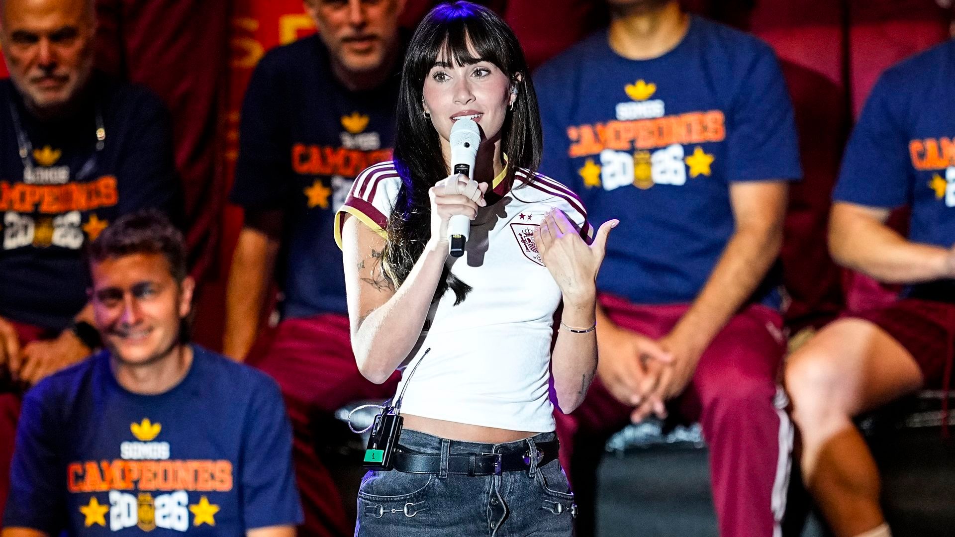 Aitana, durante la celebración de la victoria de la Selección Española Aitana, durante la celebración de la victoria de la Selección Española