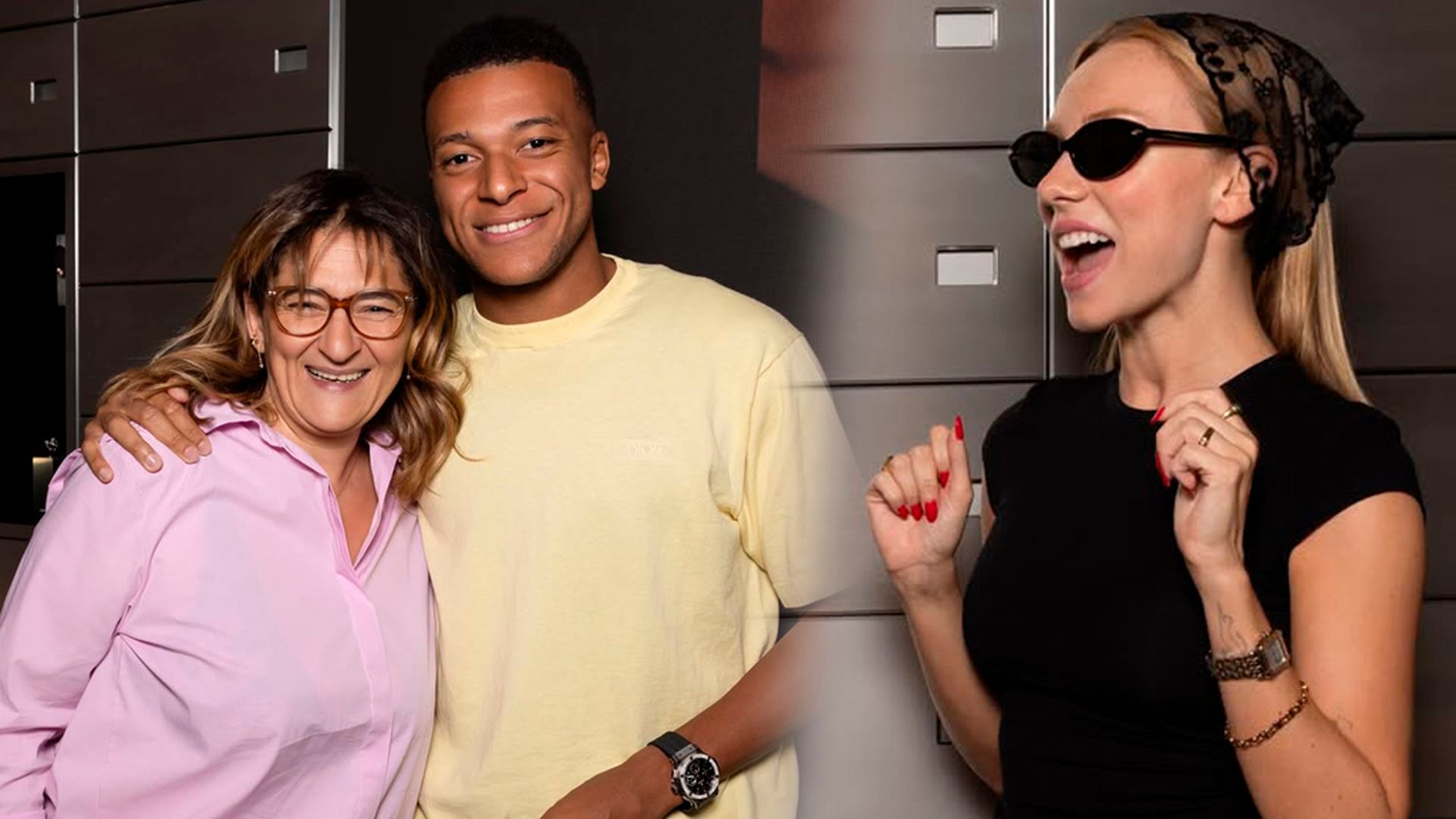 Exposito y Mbappé con su madre