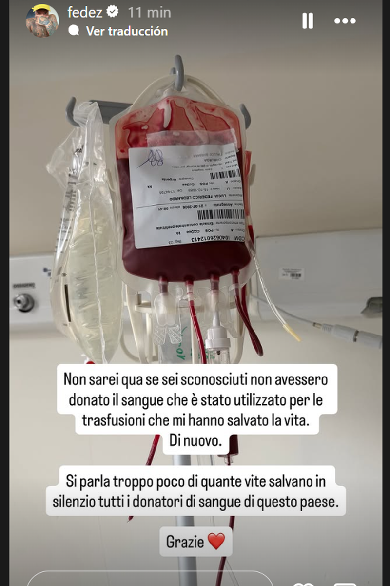 Fedez habla sobre su ingreso en el hospital