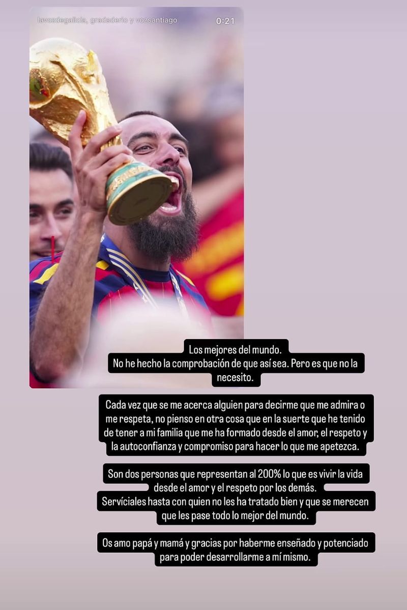 Las palabras de Borja Iglesias a sus padres, agradeciendo el papel que han tenido en su vida