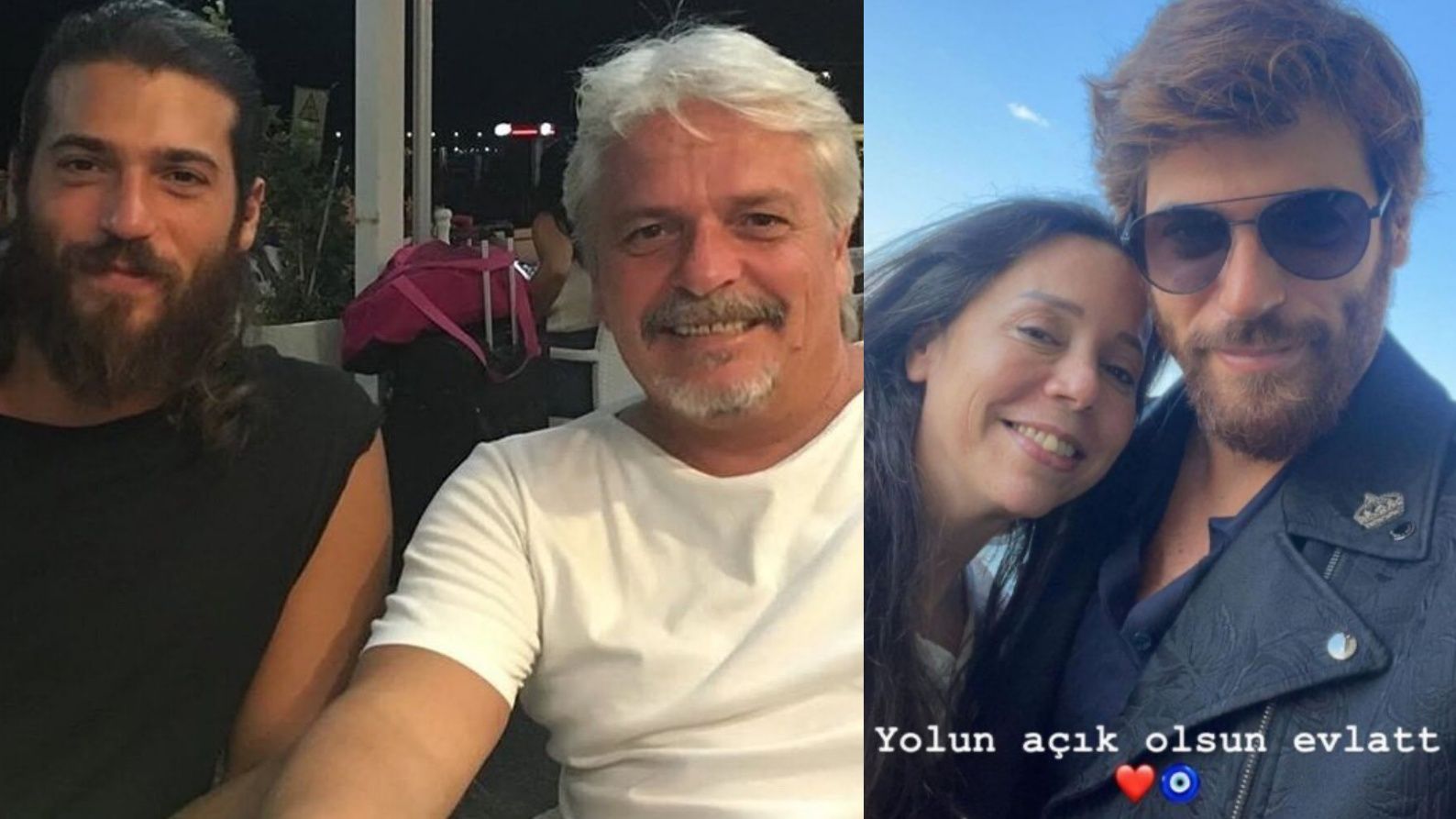 Can Yaman junto a su padre, Güven, y posando con su madre, Güldem