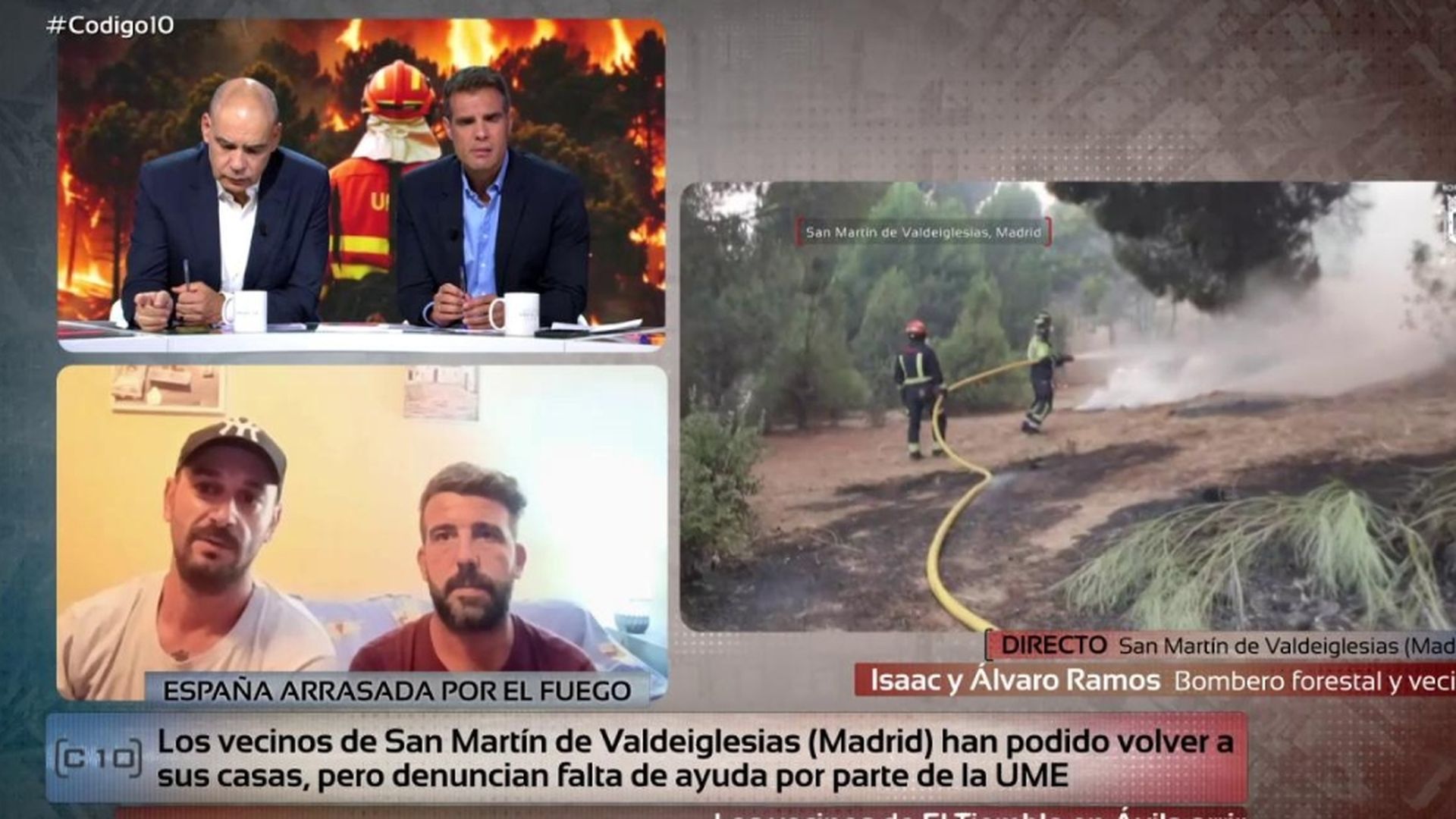 Vecinos de San Martín de Valdeiglesias, uno de ellos bombero forestal, denuncian lo vivido en los incendios: "La UME no nos ha prestado su ayuda"