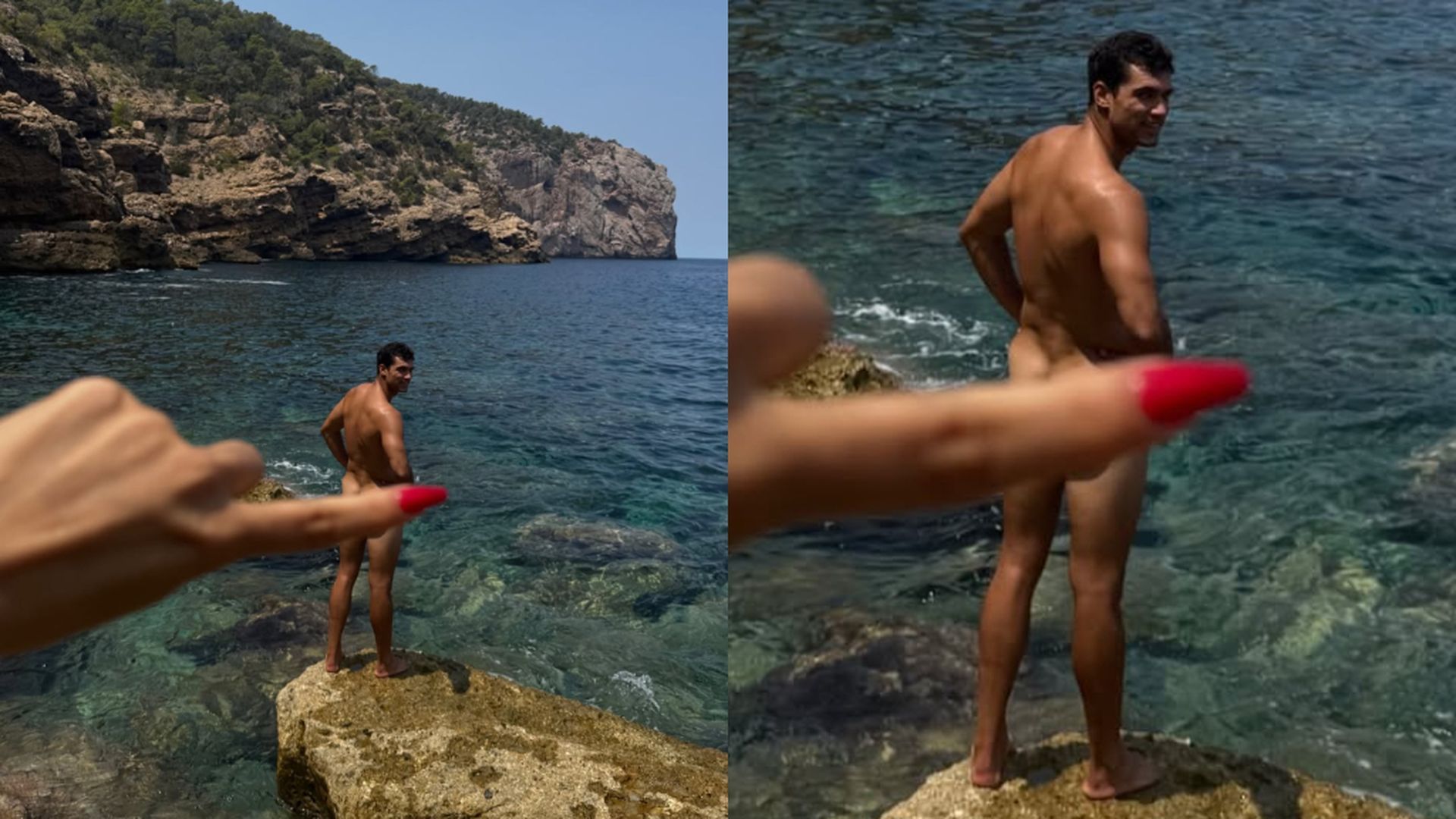 Manu Moreno, desnudo durante sus vacaciones de verano con Jessica Goicoechea