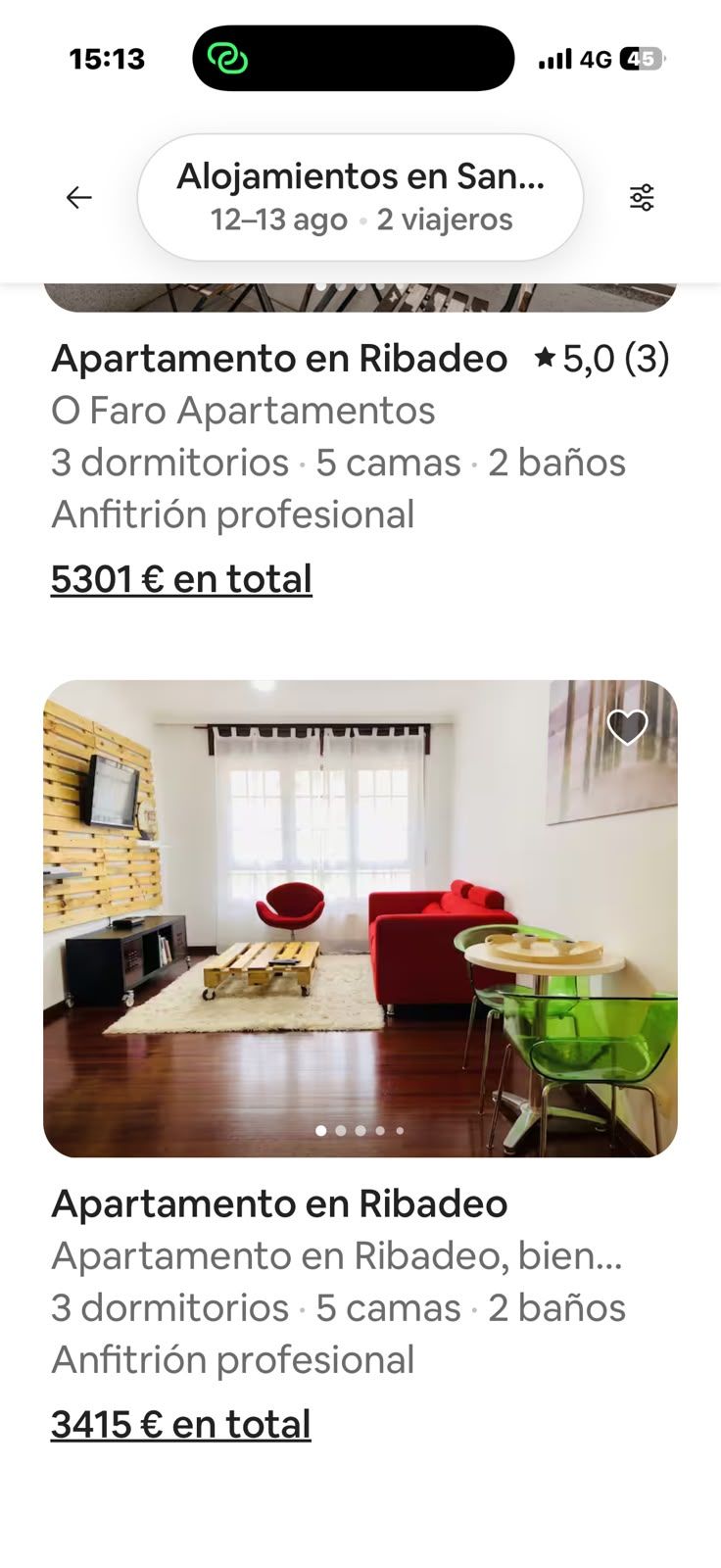 Apartamento en Ribadeo por más de 5000 euros la noche para el 12 de agosto