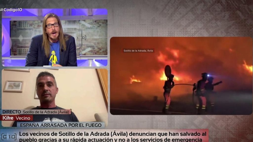 Kike, vecino que ha sufrido los incendios en Sotillo de Adrada muestra su enfado con la gestión política y Pablo Fernández le hace una promesa: "Me comprometo a donarte parte de mi sueldo"