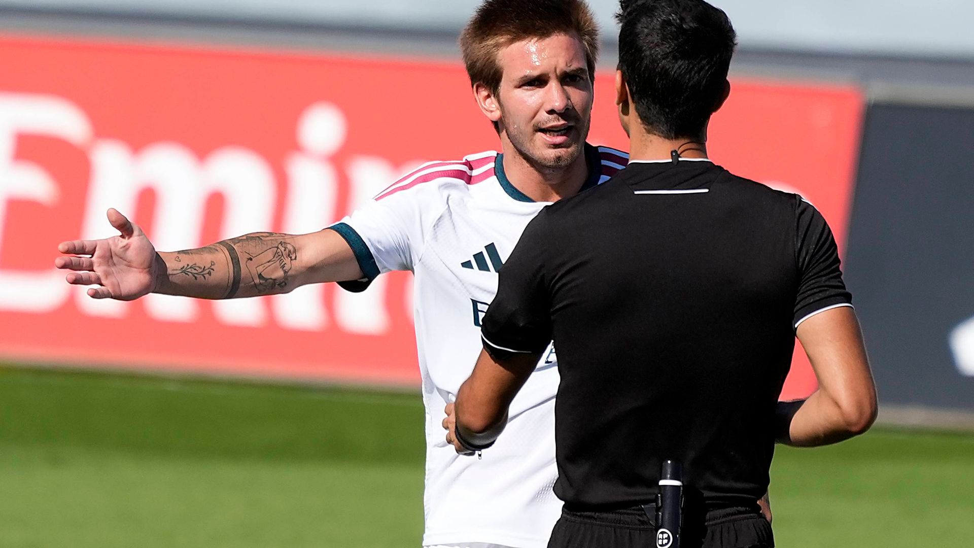 Mastantuono, durante un amistoso en pretemporada Mastantuono, durante un amistoso en pretemporada