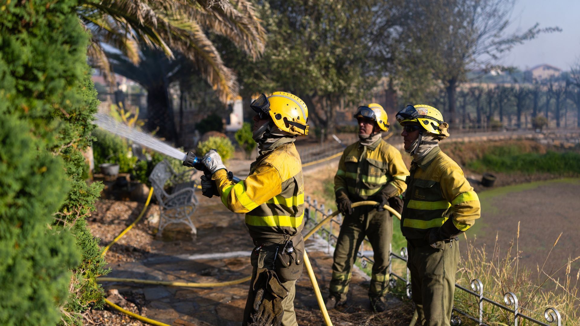 Varios bomberos forestales durante las labores de extinción de un incendio forestal, a 29 de julio de 2026, en Fermoselle, Zamora, Castilla y León (España). Un incendio forestal de nivel 2 ha comenzado en el Parque Natural de los Arribes del Duero, en Fer Varios bomberos forestales durante las labores de extinción de un incendio forestal, a 29 de julio de 2026, en Fermoselle, Zamora, Castilla y León (España). Un incendio forestal de nivel 2 ha comenzado en el Parque Natural de los Arribes del Duero, en Fer