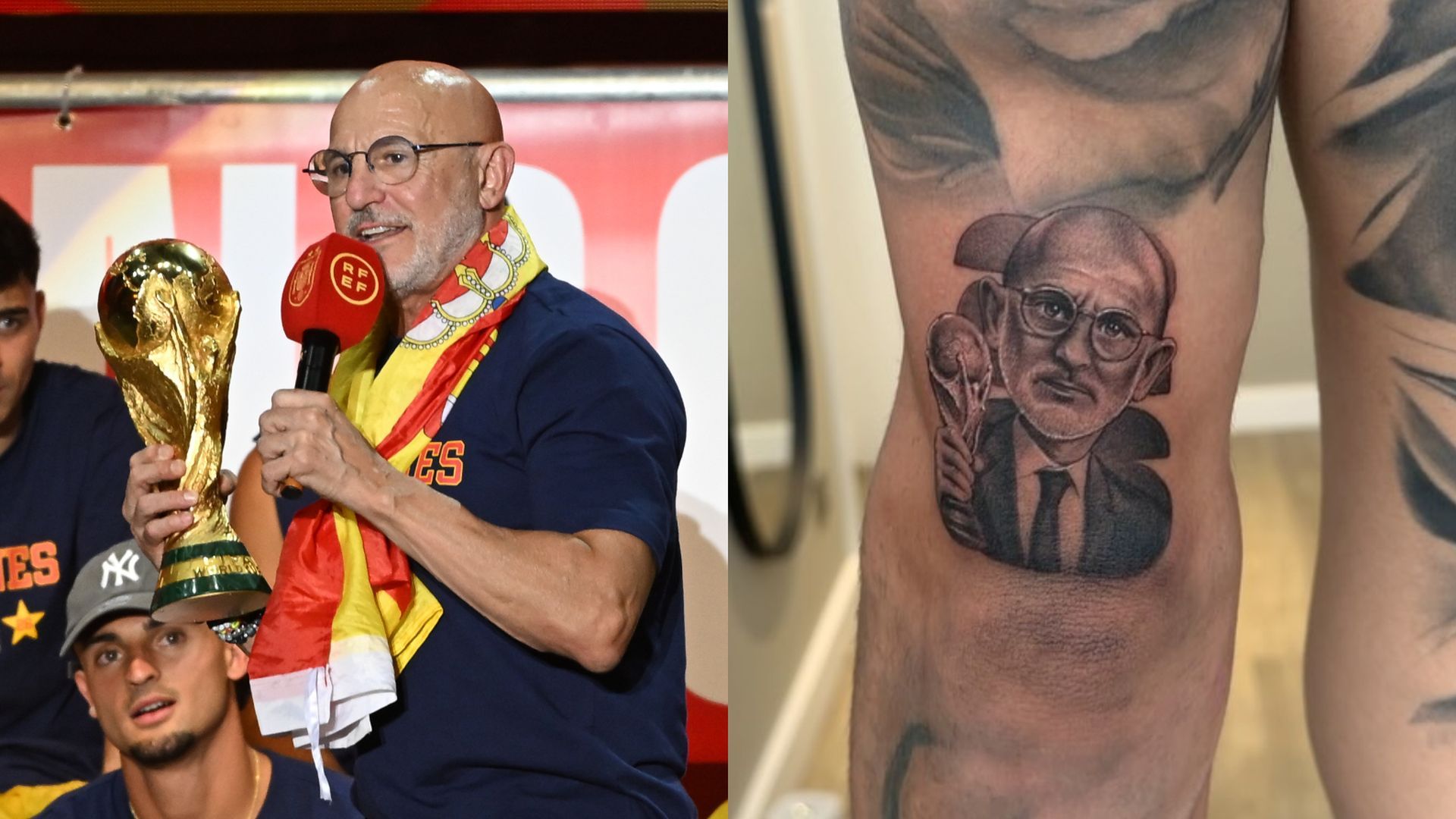 Marc Cucurella se tatuó la cara de Luis de la Fuente tras la victoria de España