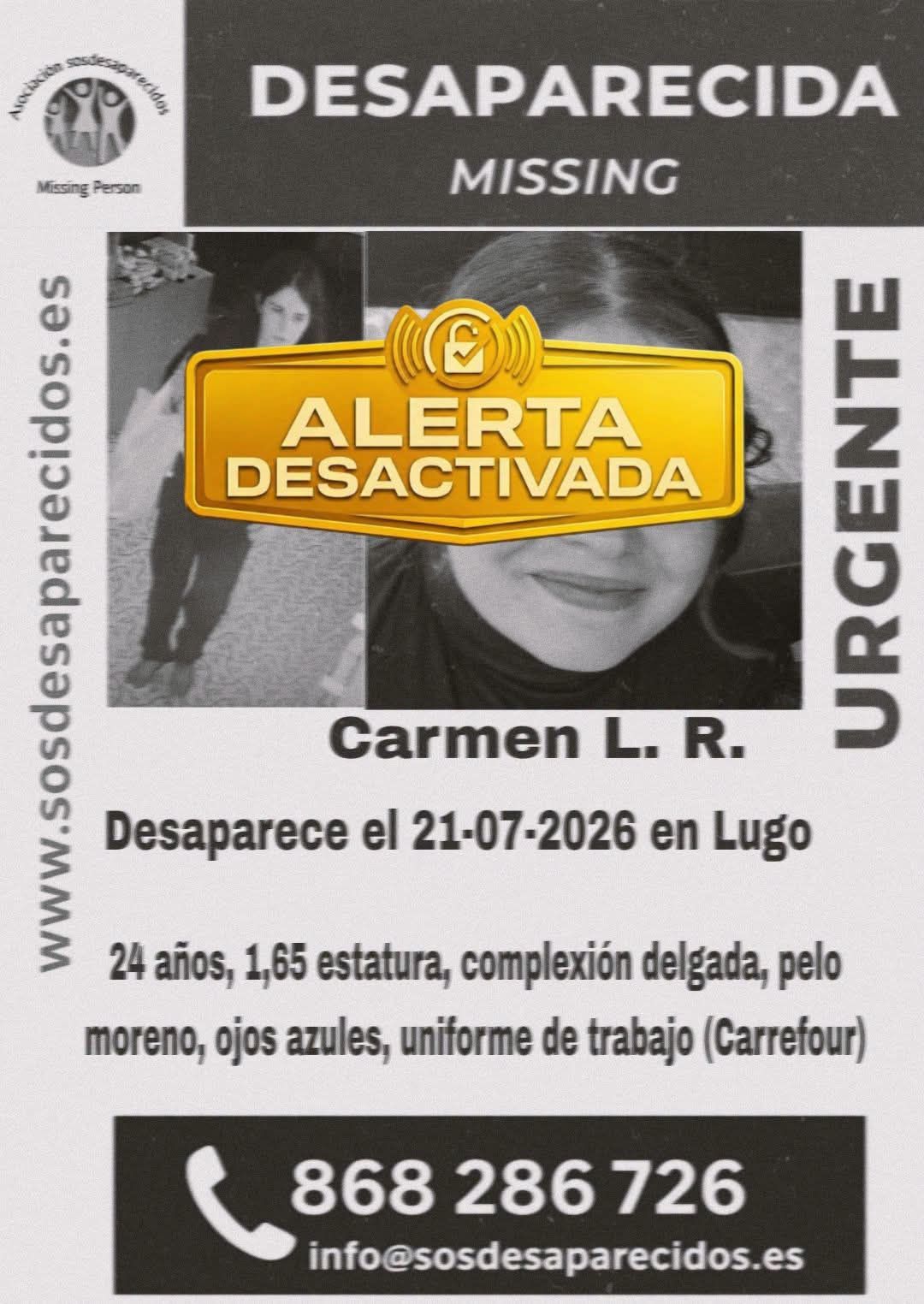 SOS Desaparecidos desactiva la alerta de búsqueda por Carmen López Rebolo