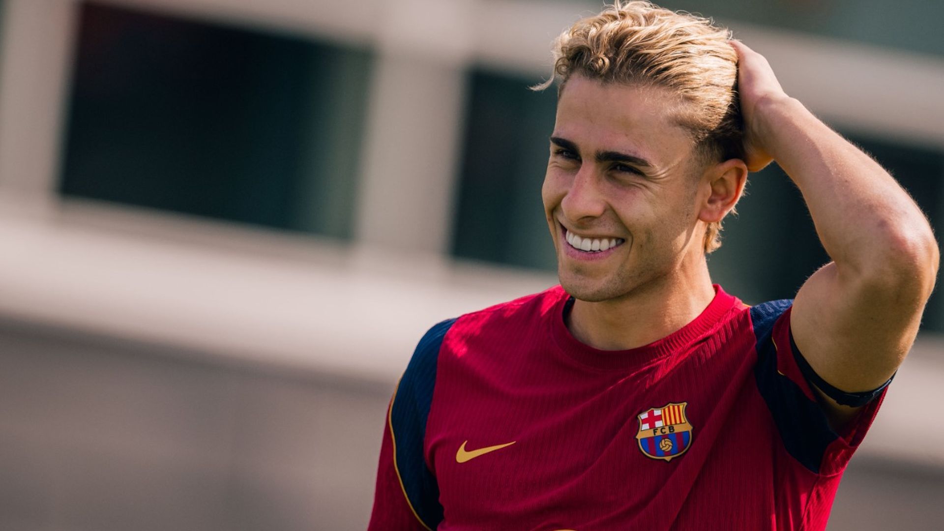 Fermín López, en un entrenamiento del Barça