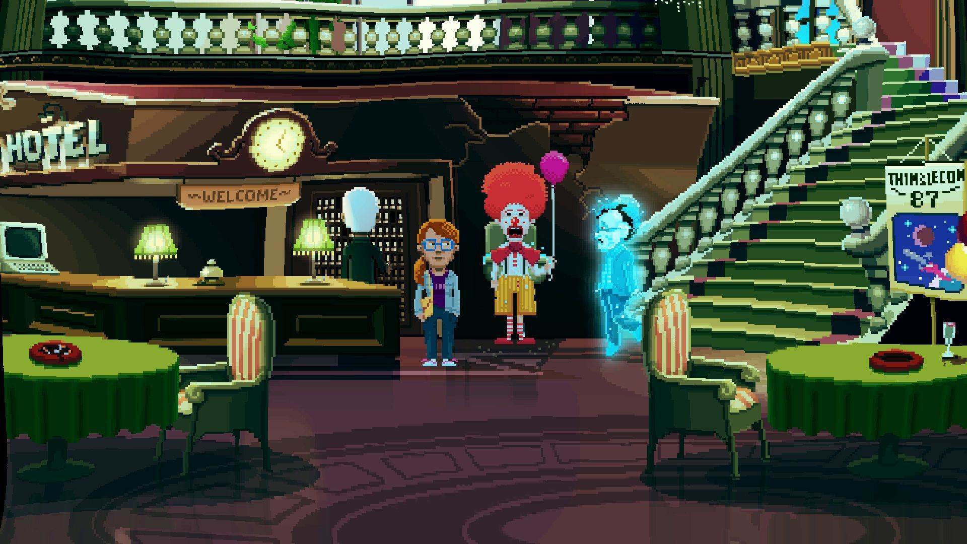 El payaso Ransome en Thimbleweed Park