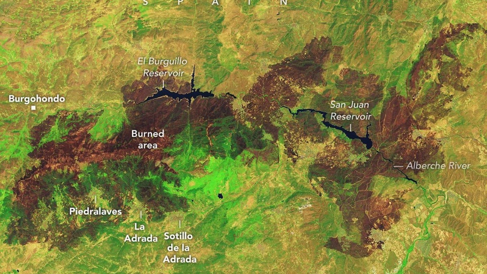 Los efectos del fuego en España captados por la NASA Los efectos del fuego en España captados por la NASA