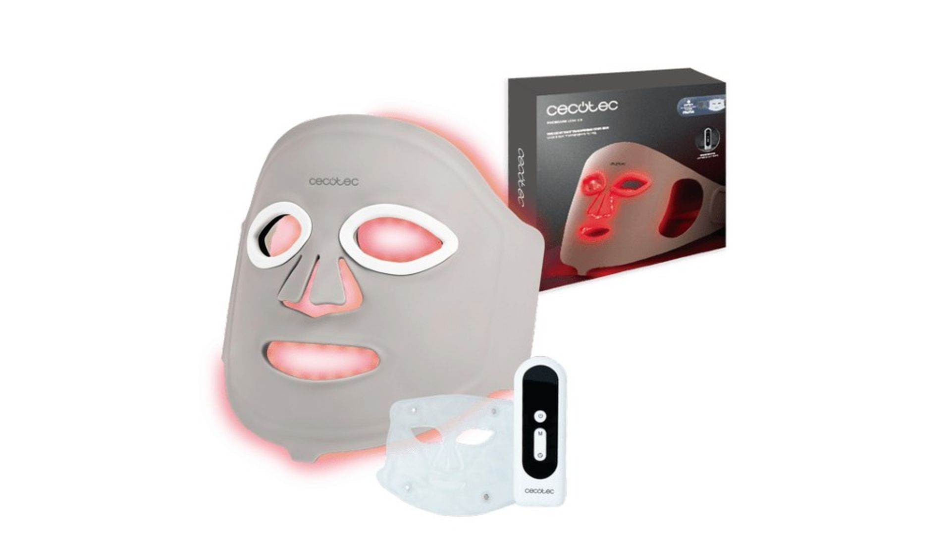 Cecotec FaceCare LÜM Ice Champagne - Máscara LED multifunción para cuidar la piel