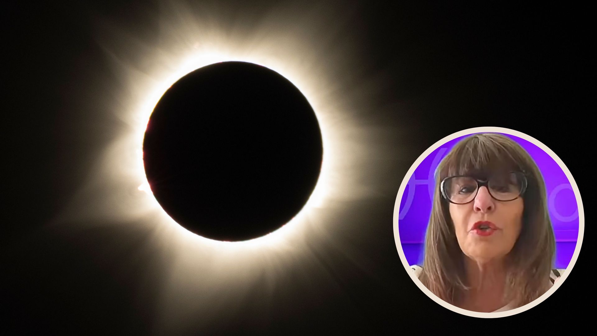 Fotomontaje con eclipse solar y, a la derecha, Esperanza Gracia