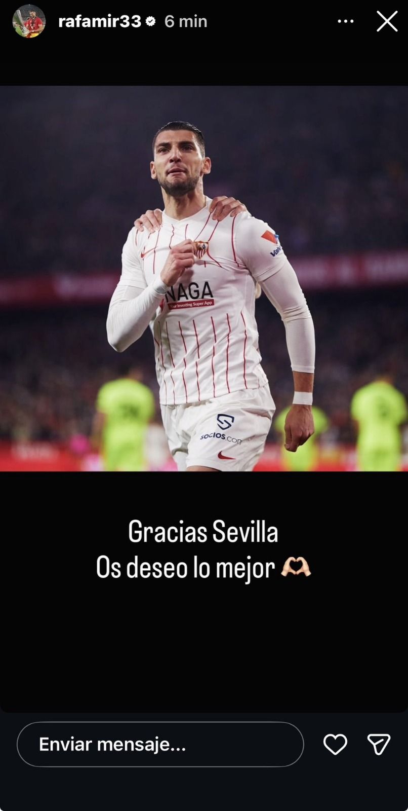 Rafa Mir se despide del Sevilla