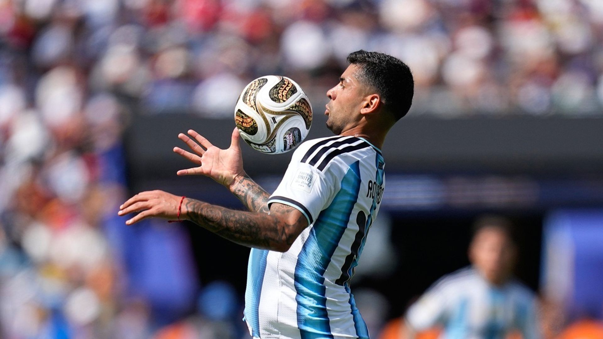 El Cuti Romero durante la final del Mundial 2026 entre Argentina y España El Cuti Romero durante la final del Mundial 2026 entre Argentina y España