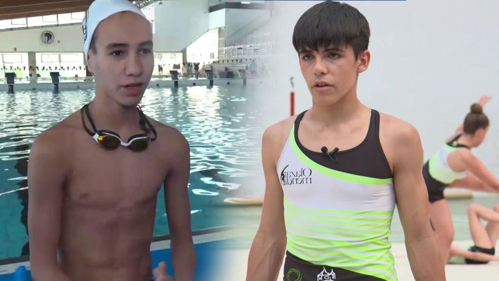 Hodei Rivas, en gimnasia rítmica y Eneko Sánchez, en natación artística: el futuro de dos deportes no solo de mujeres